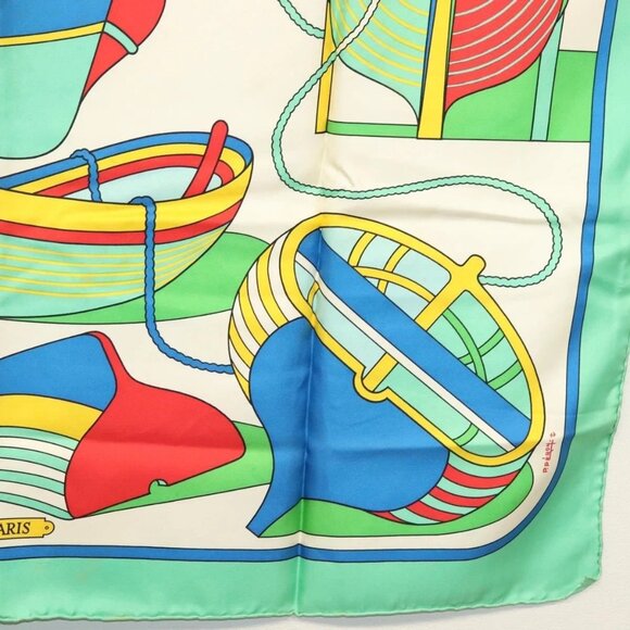 HERMES Carre 90 Scarf ""THALASSA"" Silk Green Auth 142398 - Picture 10 of 14